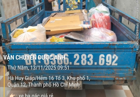 xe ba gác vận chuyển hàng hóa trong ngày quận 12